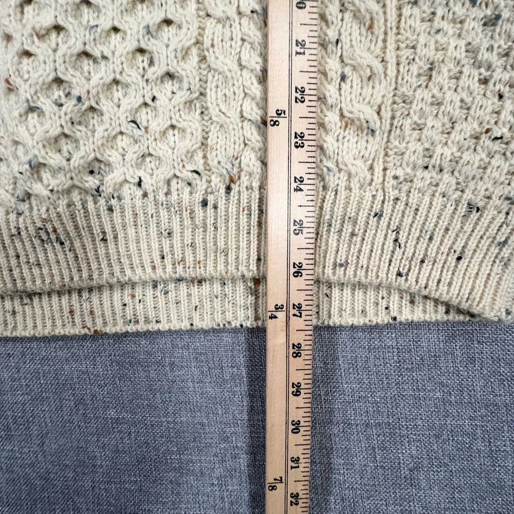 Carraig Donn Aran Sweater Womens XL Cream Wool Cable Knit Fisherman Ireland Made - Picture 5 of 7